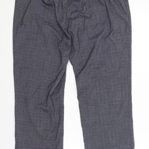 Marks & Spencer Womens Blue Check  Trousers  Size 14 L25 in