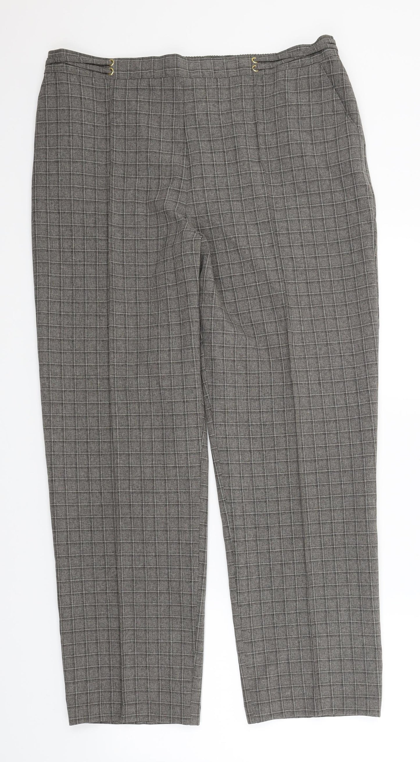 Marks & Spencer Womens Grey Check  Trousers  Size 16 L27.5 in