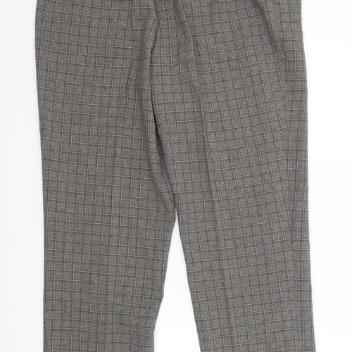 Marks & Spencer Womens Grey Check  Trousers  Size 16 L27.5 in