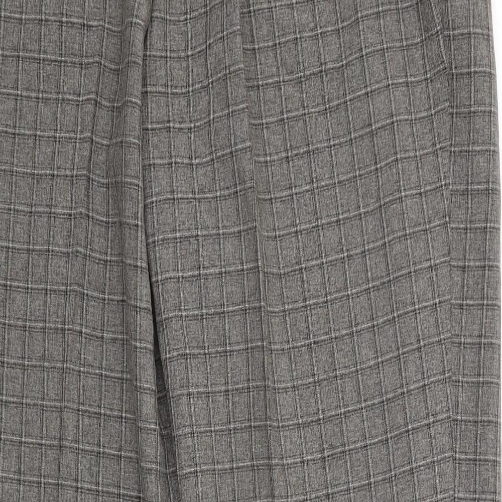 Marks & Spencer Womens Grey Check  Trousers  Size 16 L27.5 in