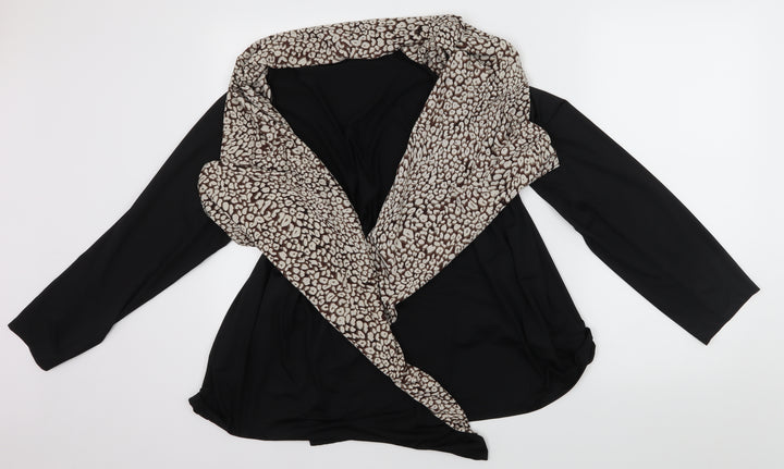 Joanna Hope Womens Black Animal Print  Cardigan Jumper Size M