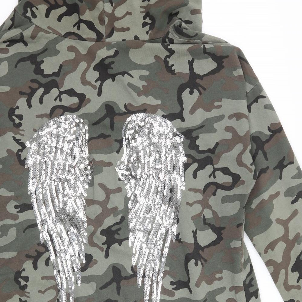 Diverse Womens Green Camouflage  Cape Jumper Size L