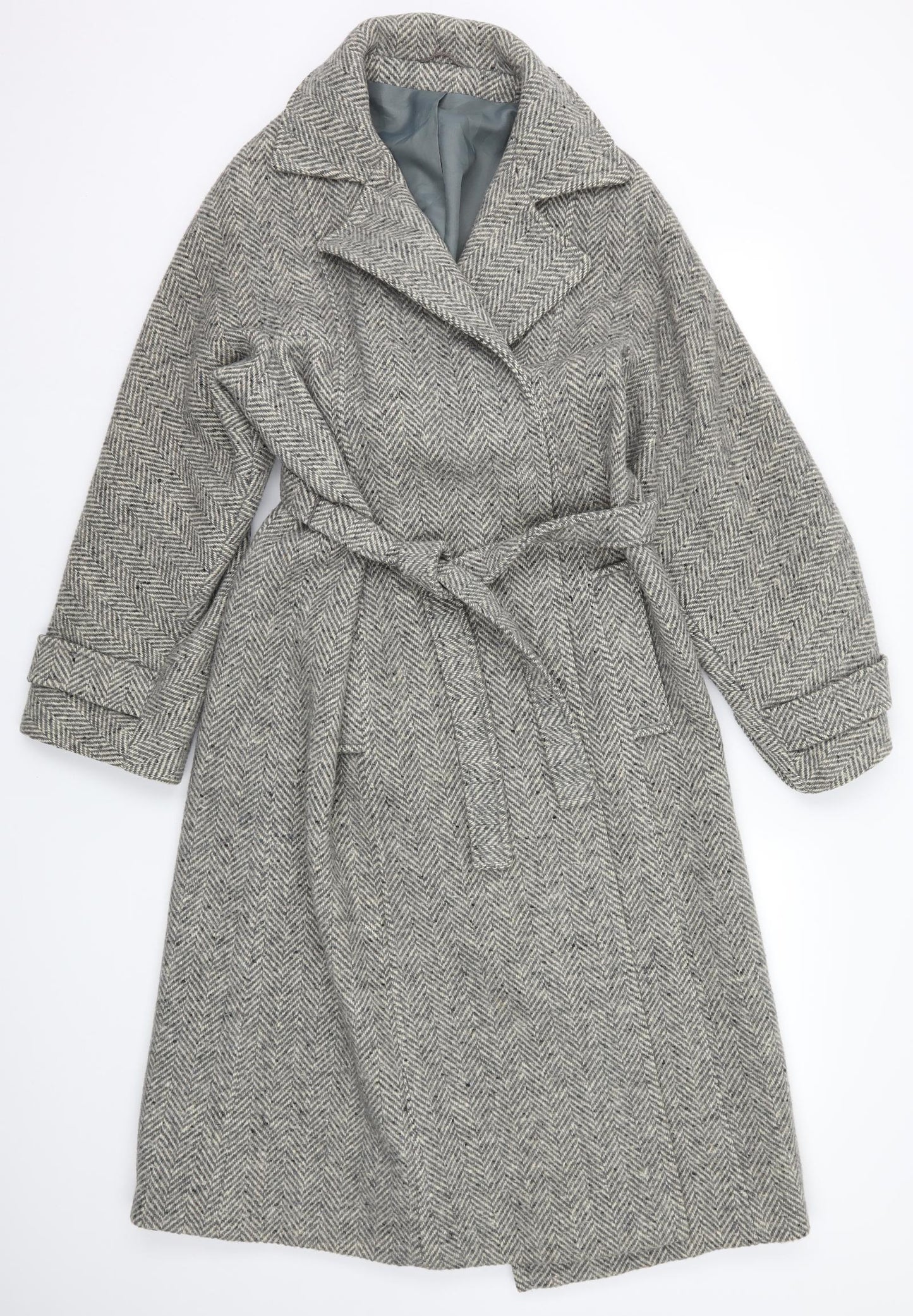 Bickler Womens Beige Herringbone  Overcoat Coat Size 16