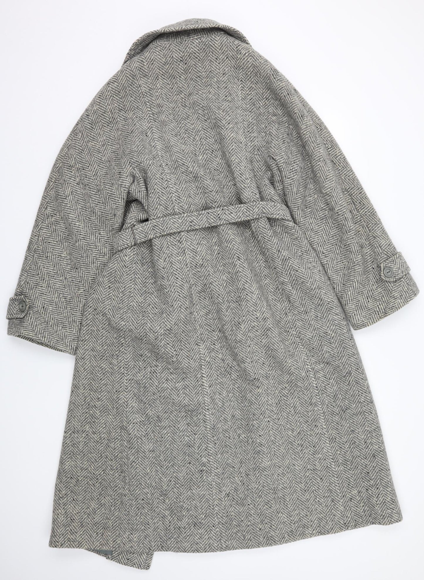 Bickler Womens Beige Herringbone  Overcoat Coat Size 16
