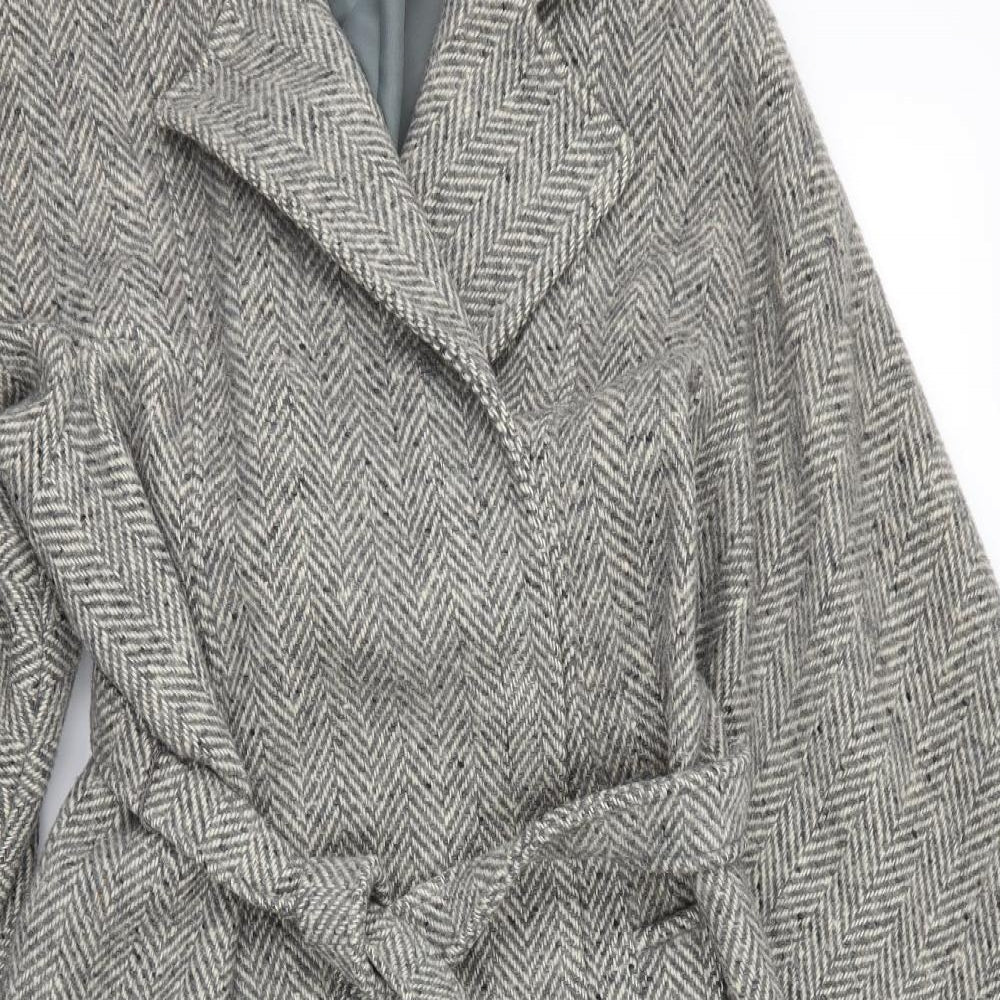 Bickler Womens Beige Herringbone  Overcoat Coat Size 16