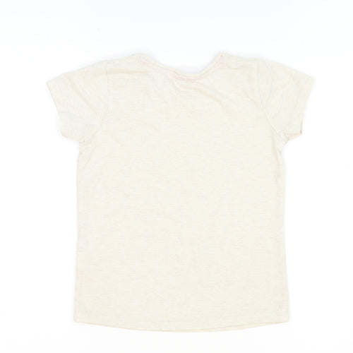 Primark Girls Beige Floral Jersey Basic T-Shirt Size 6-7 Years