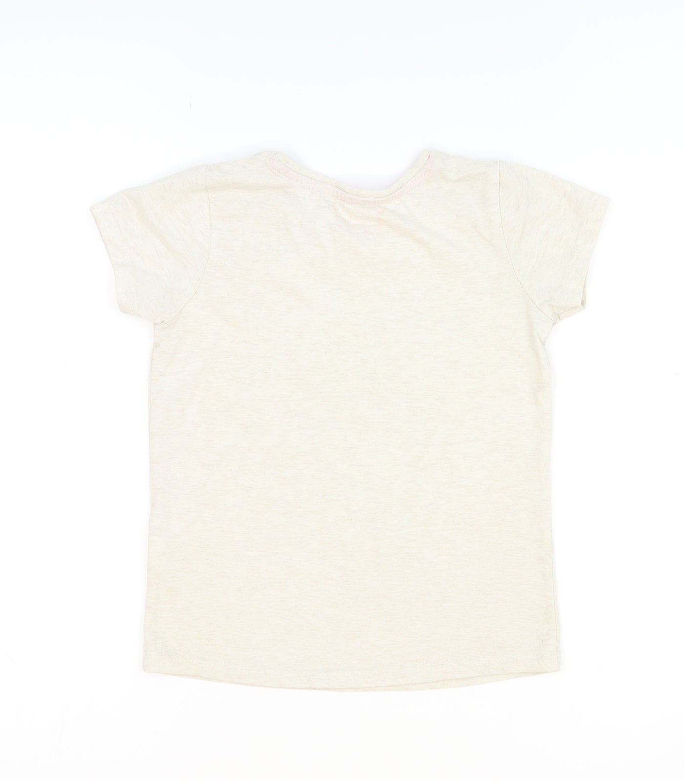 Primark Girls Beige Floral Jersey Basic T-Shirt Size 6-7 Years