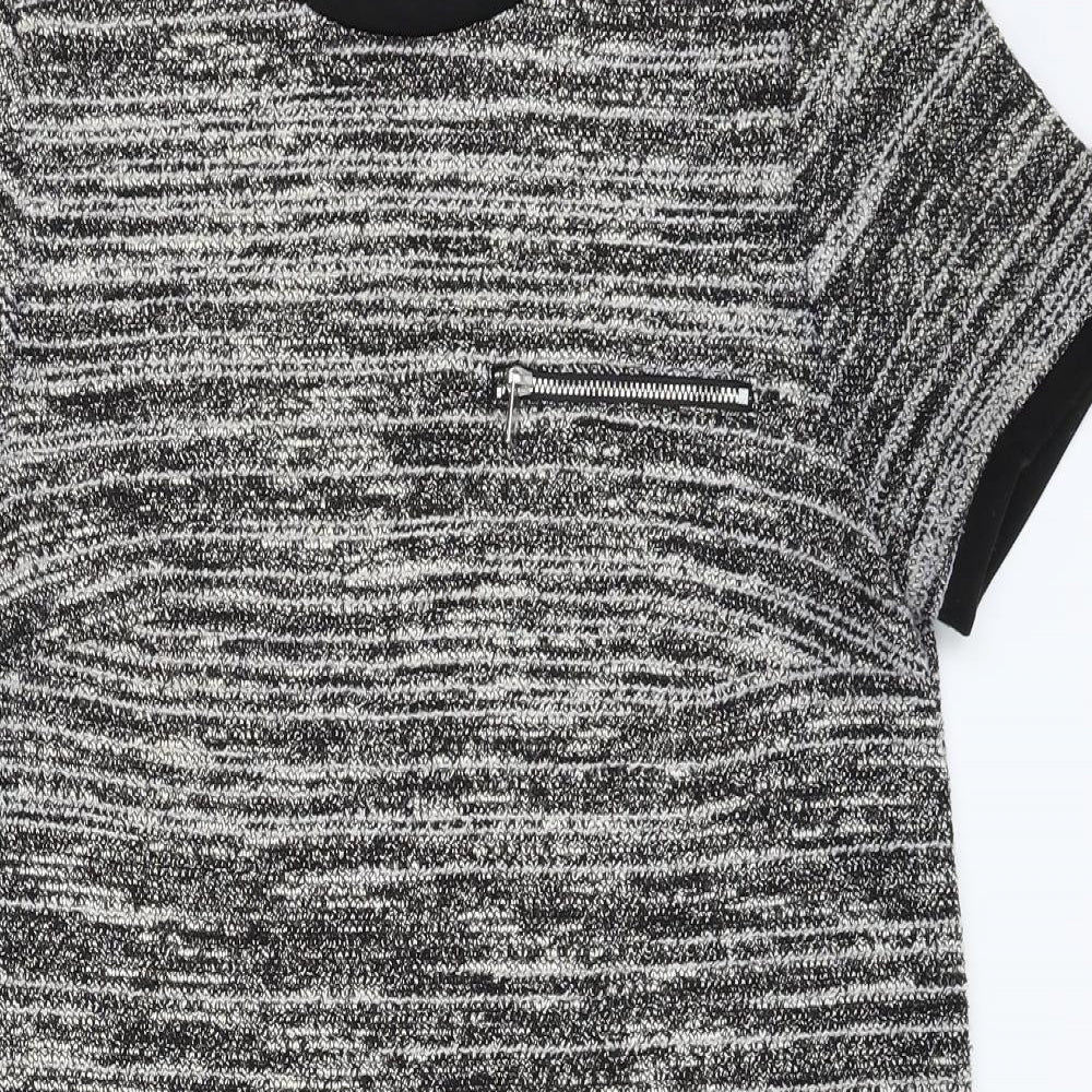 New Look Womens Grey Striped  Slip Dress  Size 8