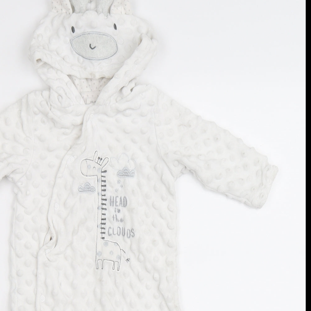 Primark Baby White  Fleece Romper One-Piece Size 6-9 Months