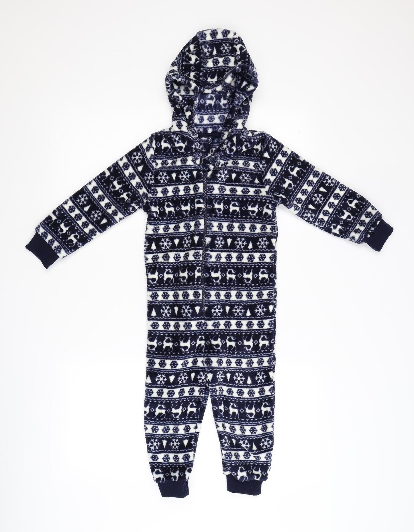 Matalan Boys Blue Animal Print Fleece  Bodysuit Size 3-4 Years