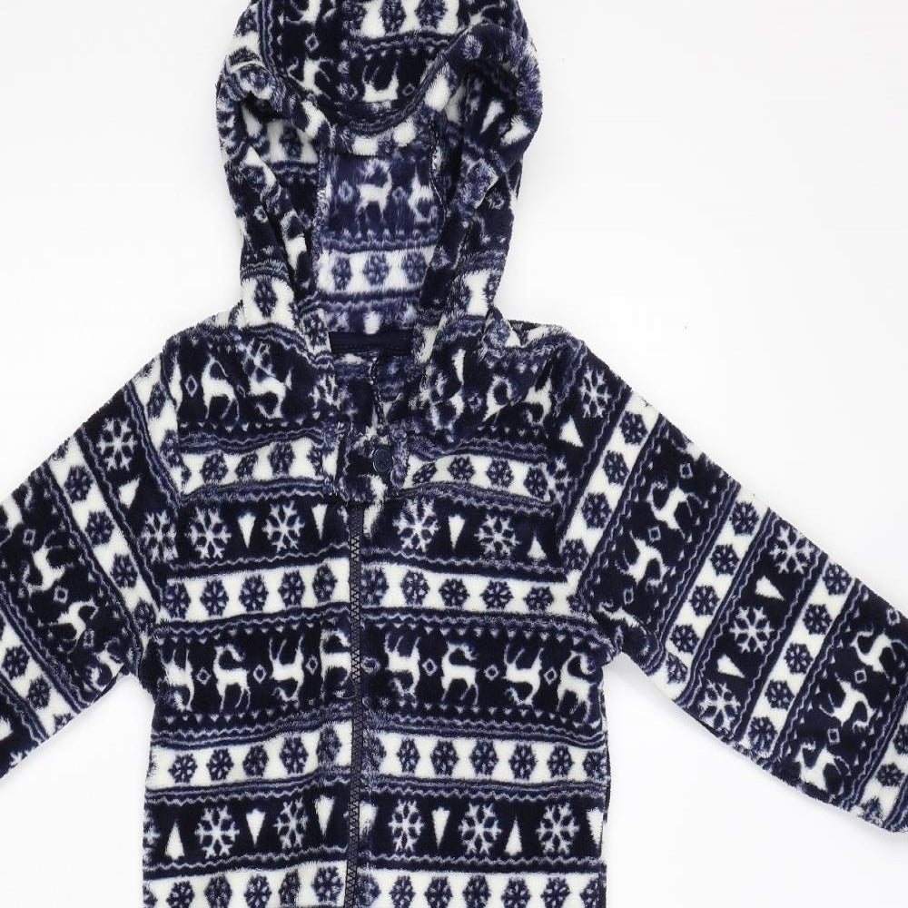 Matalan Boys Blue Animal Print Fleece  Bodysuit Size 3-4 Years