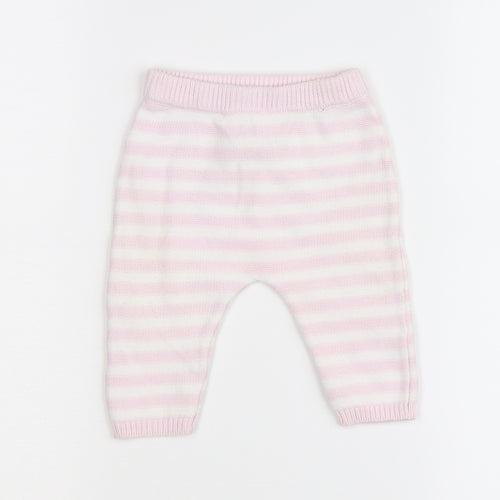Matalan Girls Pink Striped Knit Jogger Leggings Size 0-3 Months