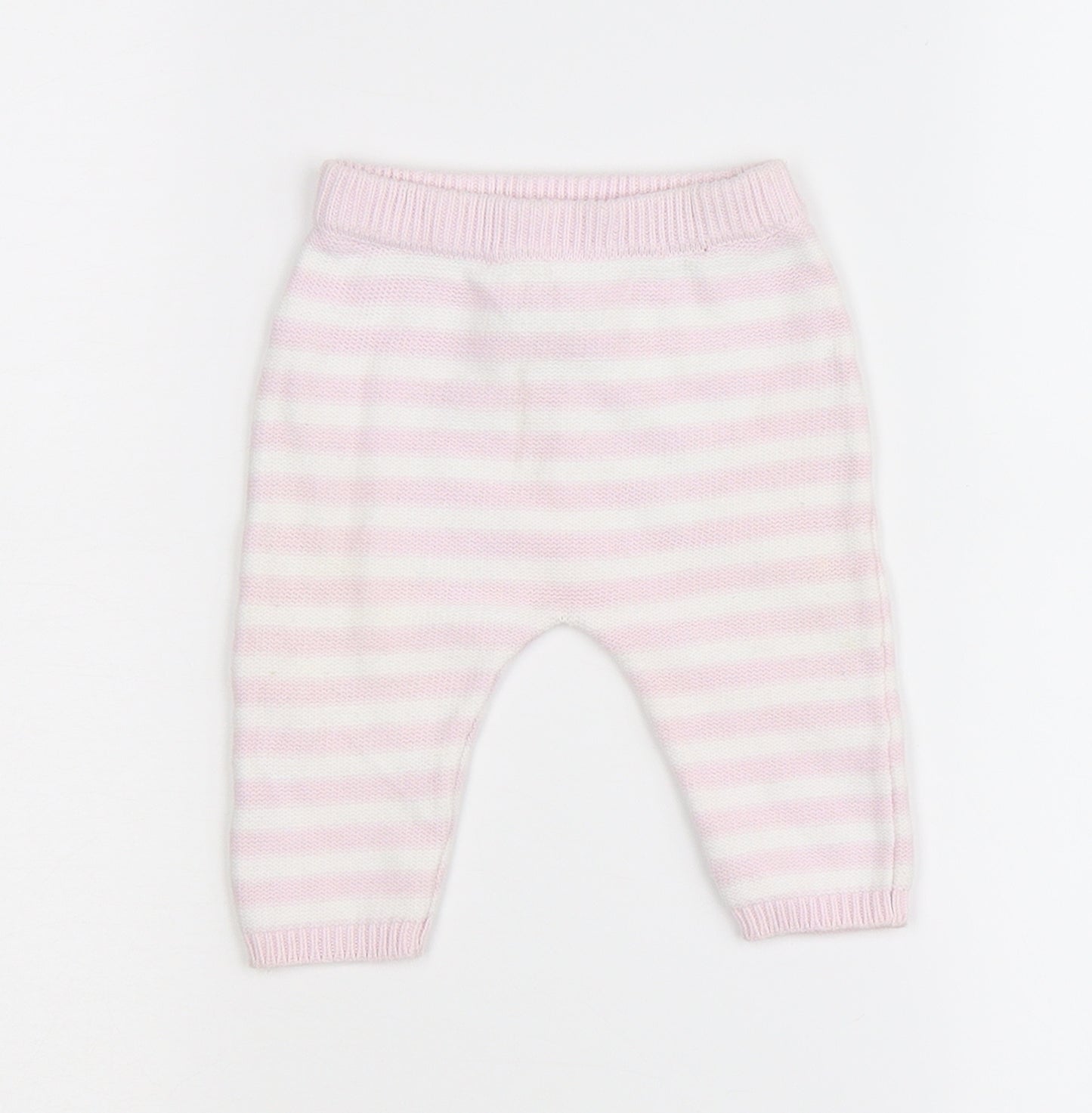 Matalan Girls Pink Striped Knit Jogger Leggings Size 0-3 Months