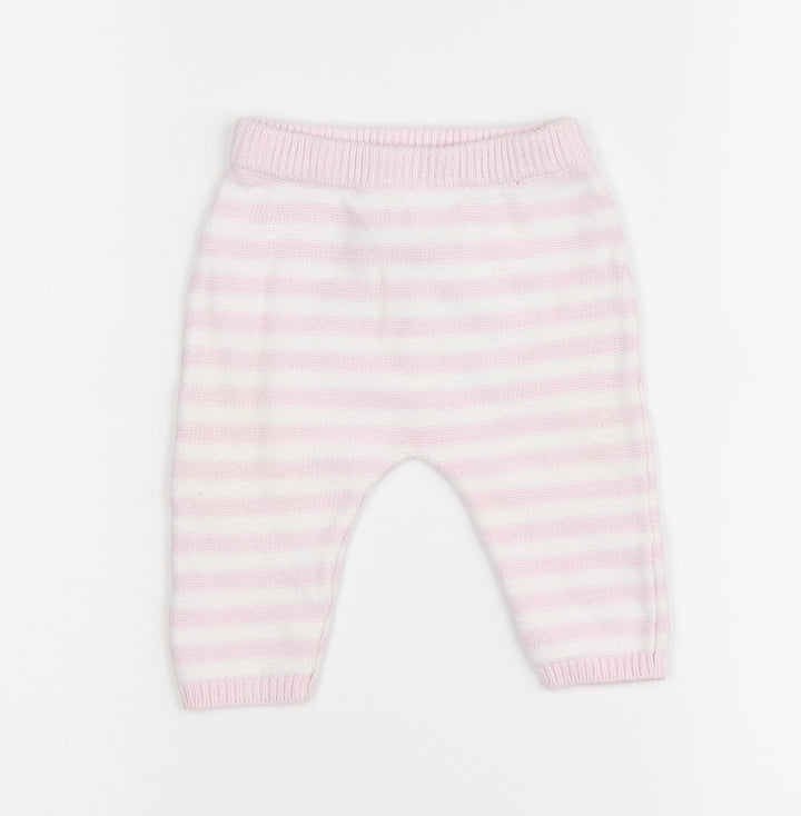 Matalan Girls Pink Striped Knit Jogger Leggings Size 0-3 Months