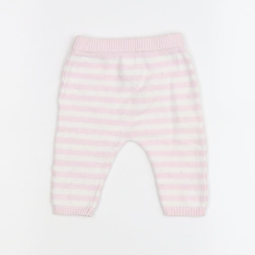 Matalan Girls Pink Striped Knit Jogger Leggings Size 0-3 Months