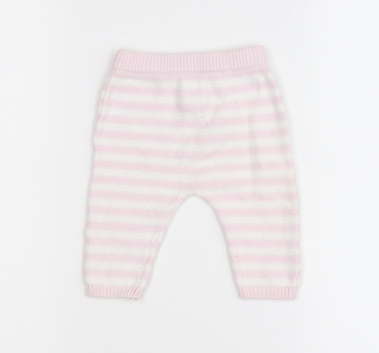 Matalan Girls Pink Striped Knit Jogger Leggings Size 0-3 Months