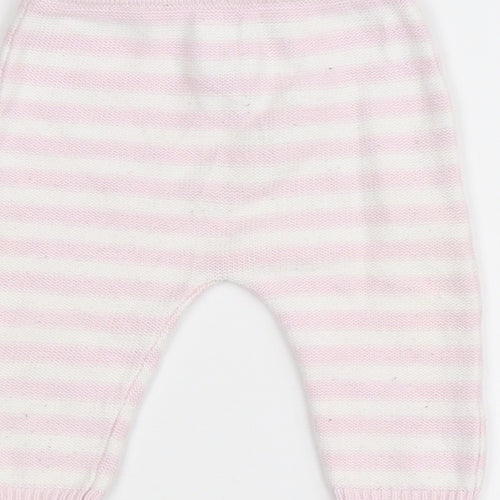 Matalan Girls Pink Striped Knit Jogger Leggings Size 0-3 Months