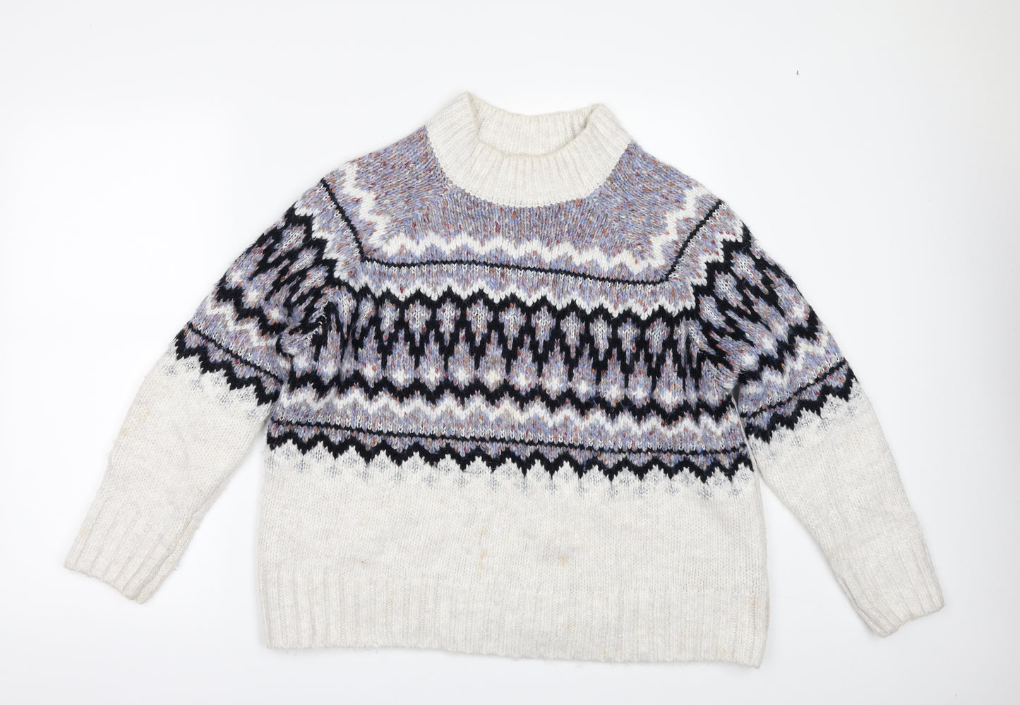 TU Womens White Geometric  Pullover Jumper Size 14
