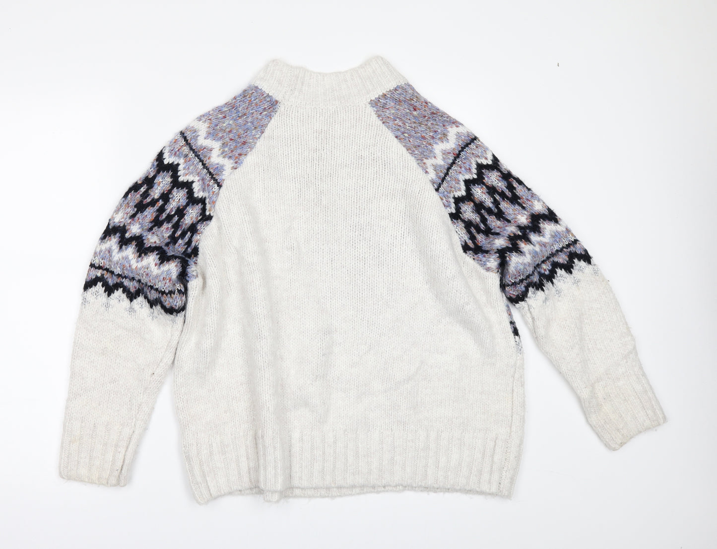 TU Womens White Geometric  Pullover Jumper Size 14