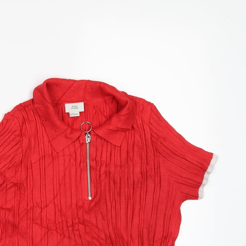 River Island Girls Red   Pullover Jumper Size 11-12 Years