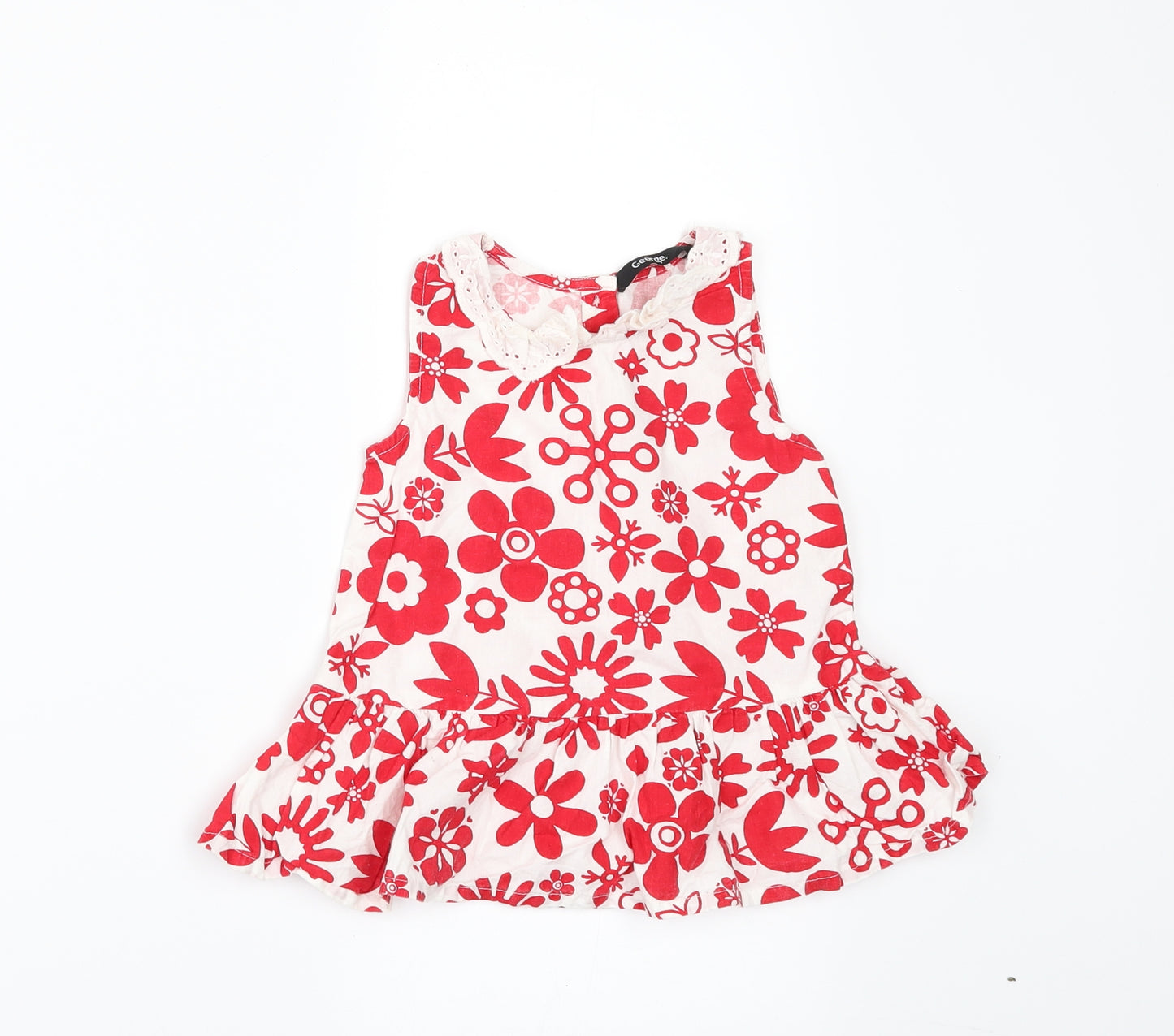 George Girls White Floral  A-Line  Size 12-18 Months