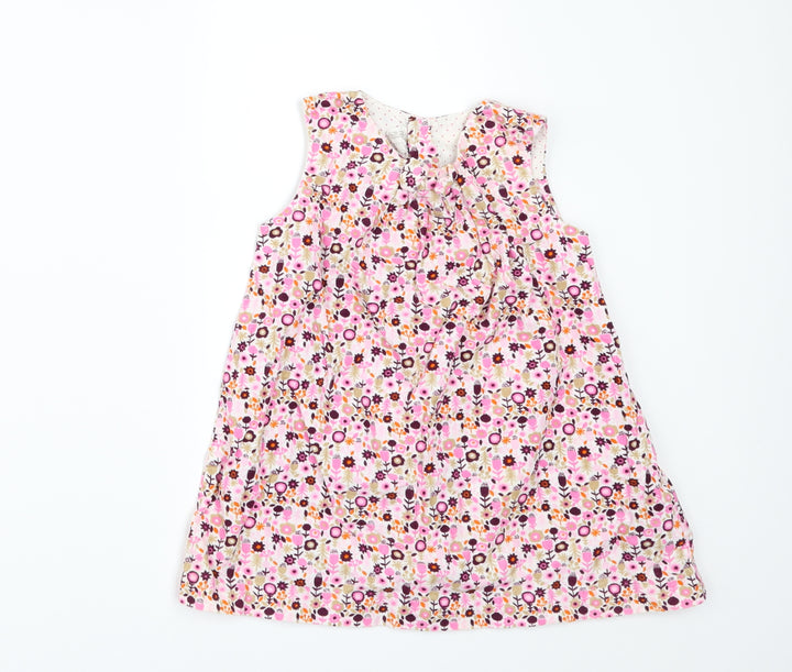 H&M Girls Pink Floral Corduroy Pinafore/Dungaree Dress Size 12-18 Months