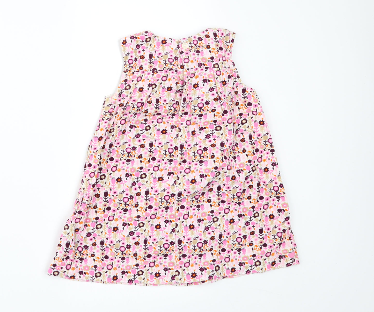 H&M Girls Pink Floral Corduroy Pinafore/Dungaree Dress  Size 12-18 Months