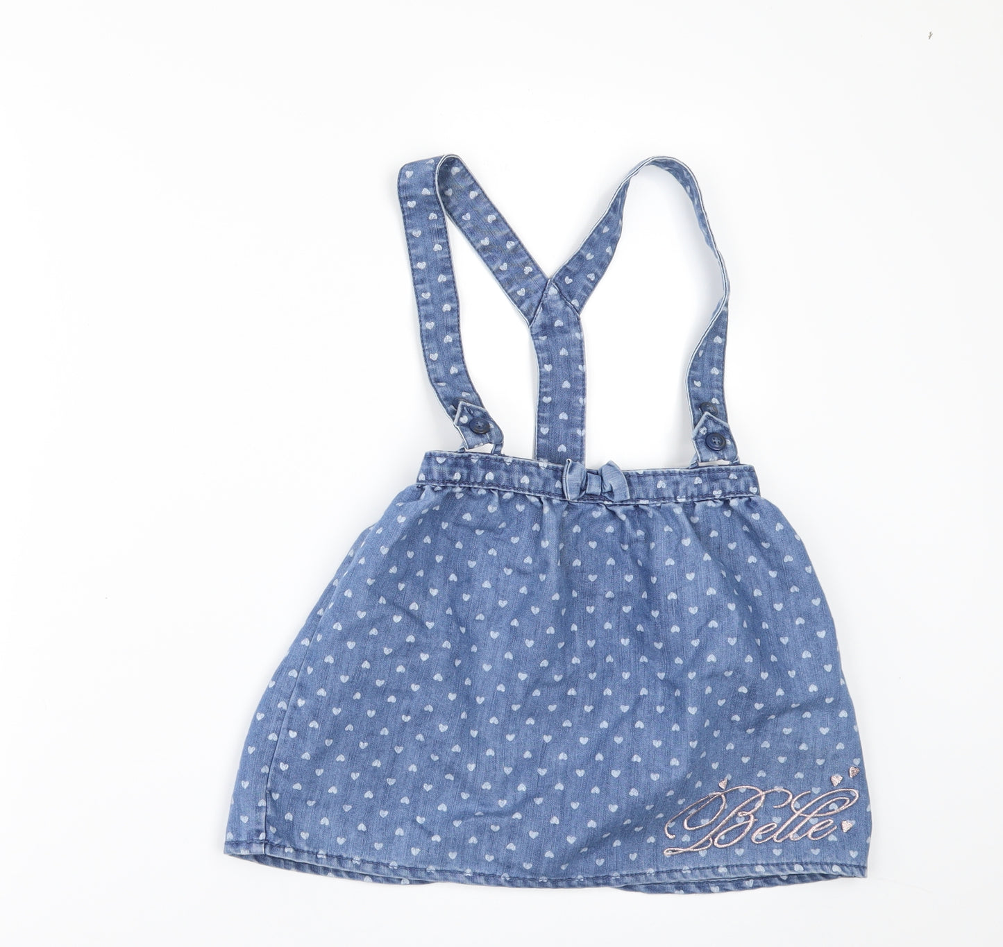 George Girls Black Geometric Denim Pinafore/Dungaree Dress  Size 4-5 Years  - Disney