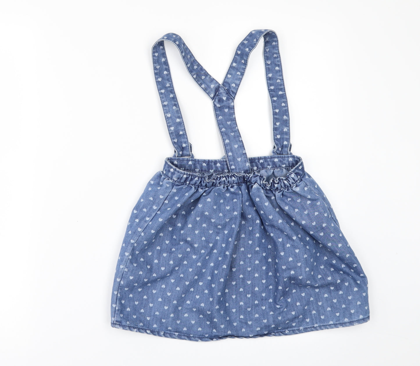 George Girls Black Geometric Denim Pinafore/Dungaree Dress  Size 4-5 Years  - Disney