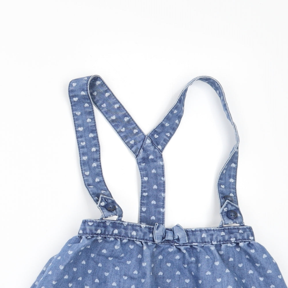 George Girls Black Geometric Denim Pinafore/Dungaree Dress  Size 4-5 Years  - Disney