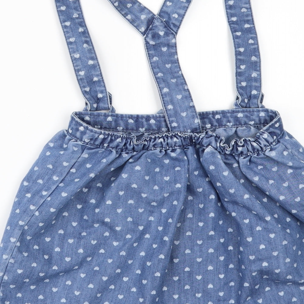 George Girls Black Geometric Denim Pinafore/Dungaree Dress  Size 4-5 Years  - Disney
