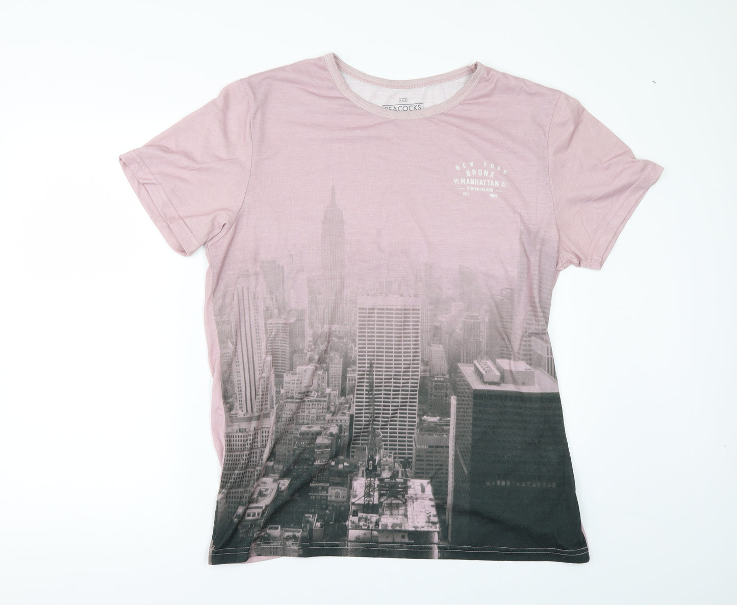 Peacocks Mens Pink    T-Shirt Size L
