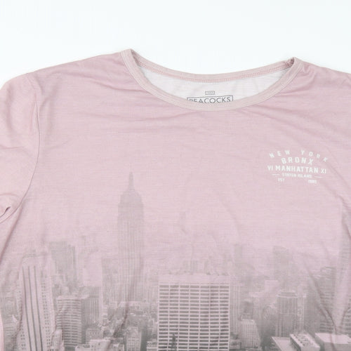 Peacocks Mens Pink    T-Shirt Size L