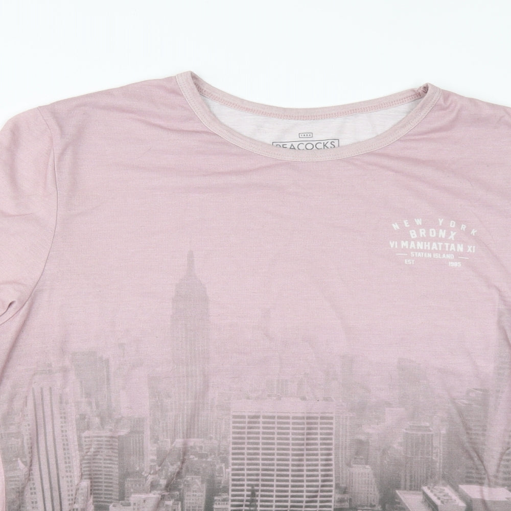 Peacocks Mens Pink    T-Shirt Size L