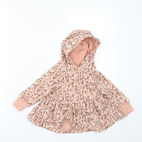NEXT Girls Orange Floral  Jacket  Size 6-9 Months