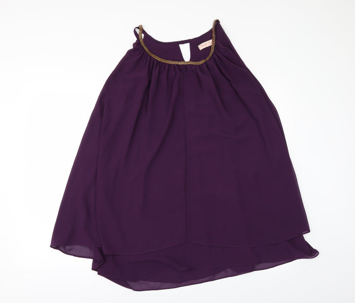 Krisp Womens Purple Tunic Blouse Size L