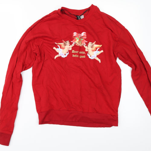 Divided by H&M` Womens Red   Pullover Sweatshirt Size XS  - DEAR SANTA DEFINE GOOD