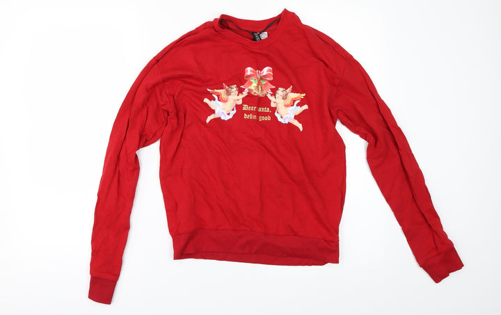 Divided by H&M` Womens Red   Pullover Sweatshirt Size XS  - DEAR SANTA DEFINE GOOD