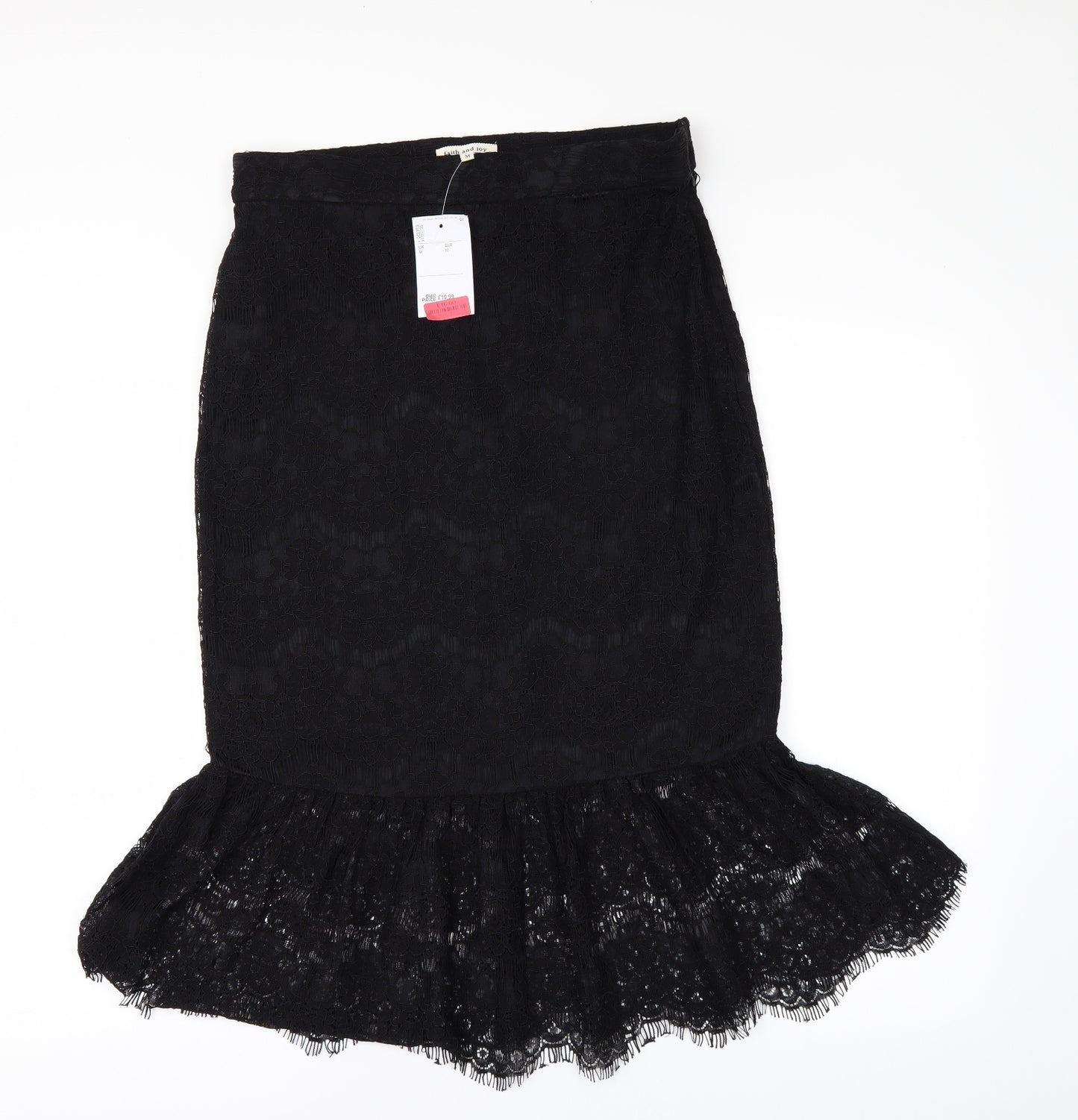 faith and joy Womens Black  Lace Pettiskirt Set Size M