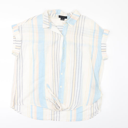 Sanctuary Womens White Striped  Tunic Button-Up Size M