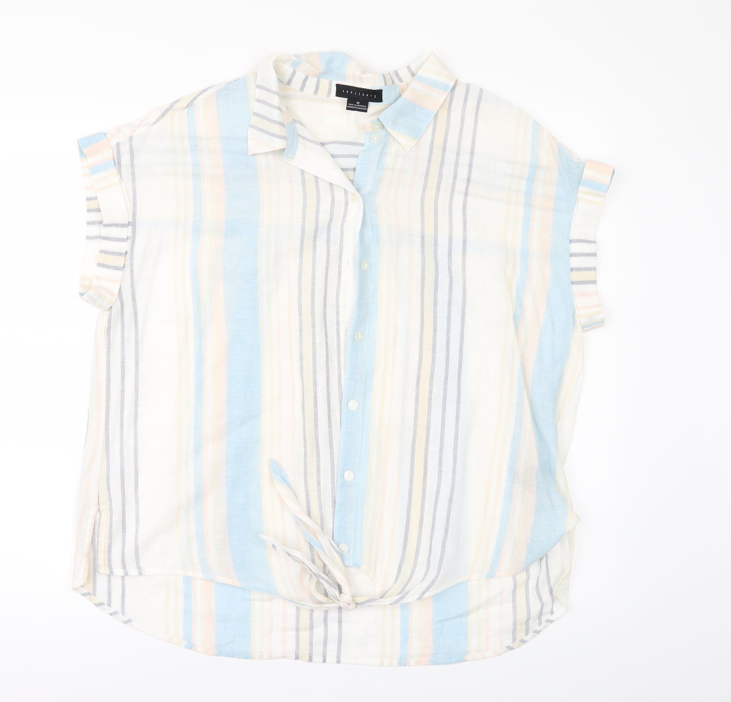 Sanctuary Womens White Striped  Tunic Button-Up Size M
