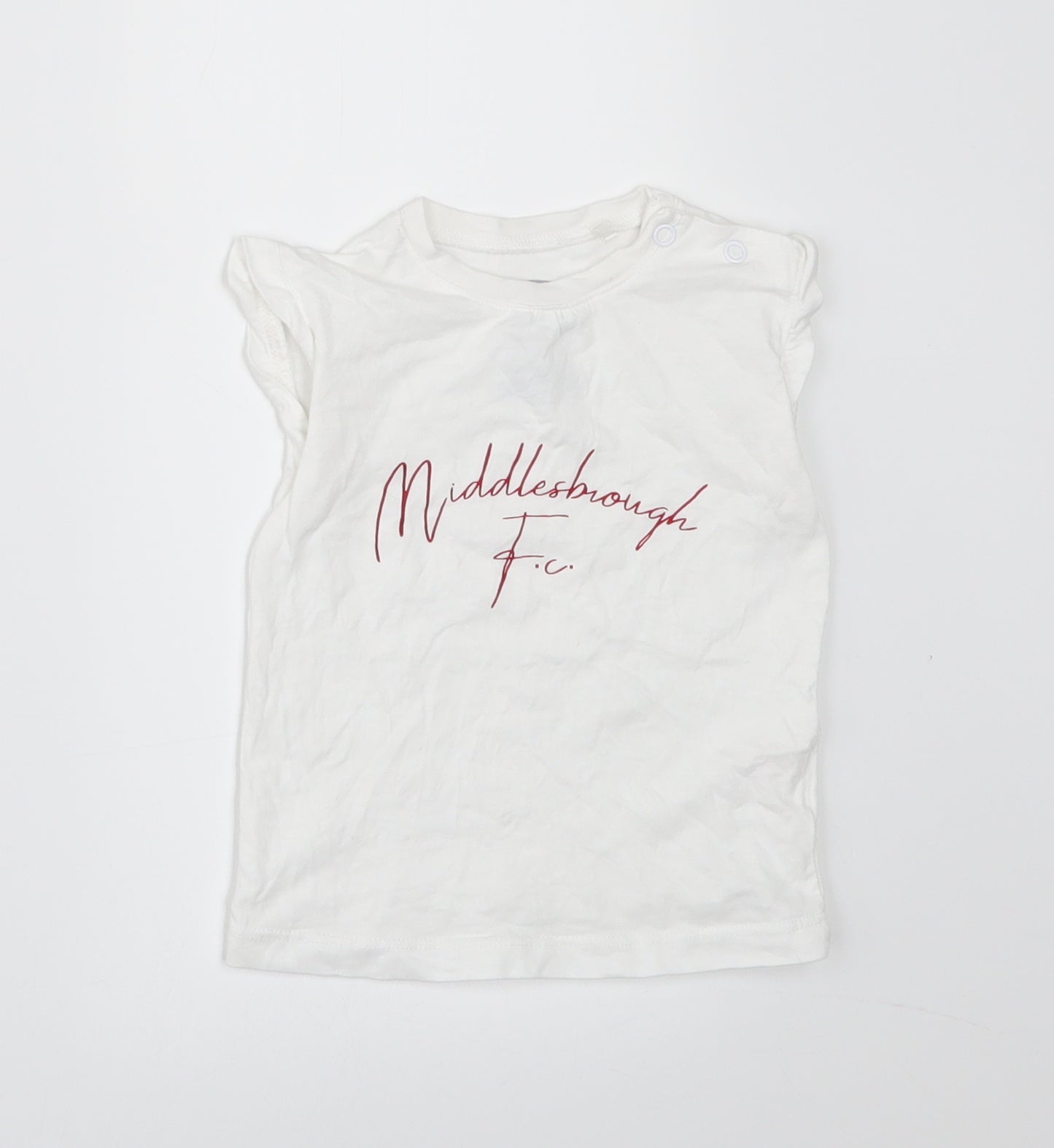 Middlesbrough Fc Baby White   Basic T-Shirt Size 3-6 Months  - Middlesbrough Football Club