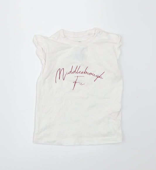 Front view of Middlesbrough Fc Baby White Basic T-Shirt, size 3-6, Months - Middlesbrough Football Club
