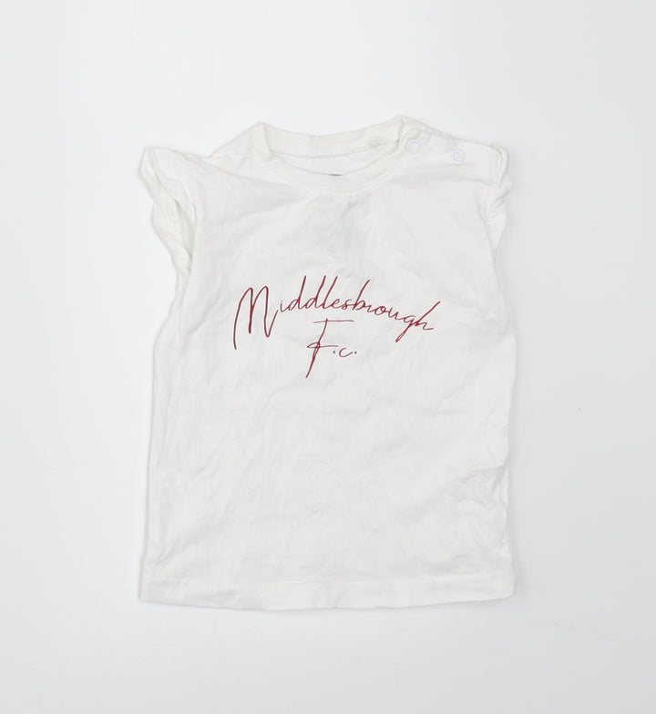 Middlesbrough Fc Baby White   Basic T-Shirt Size 3-6 Months  - Middlesbrough Football Club