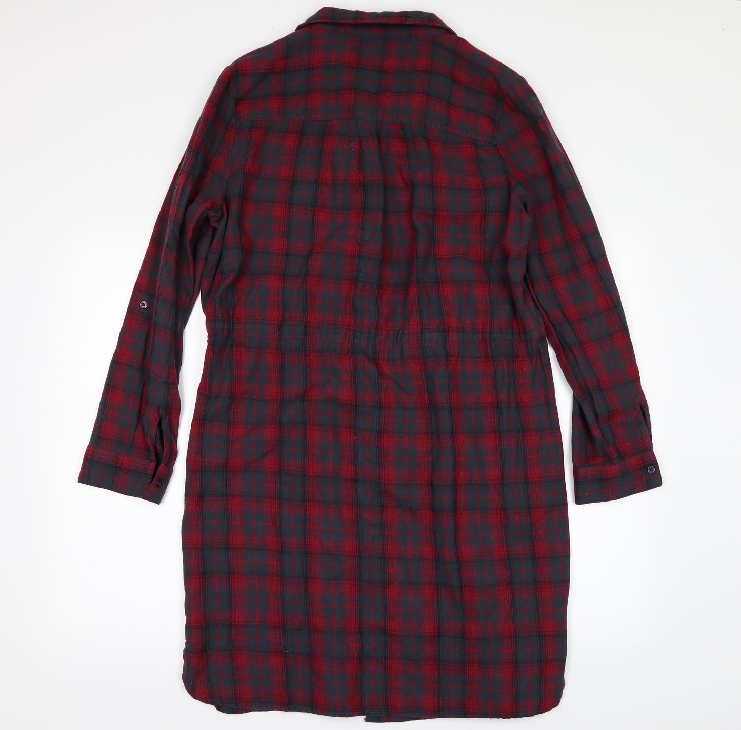 New Look Womens Red Check  Shirt Dress  Size 12