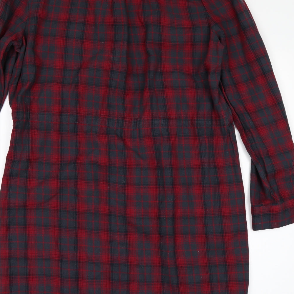 New Look Womens Red Check  Shirt Dress  Size 12