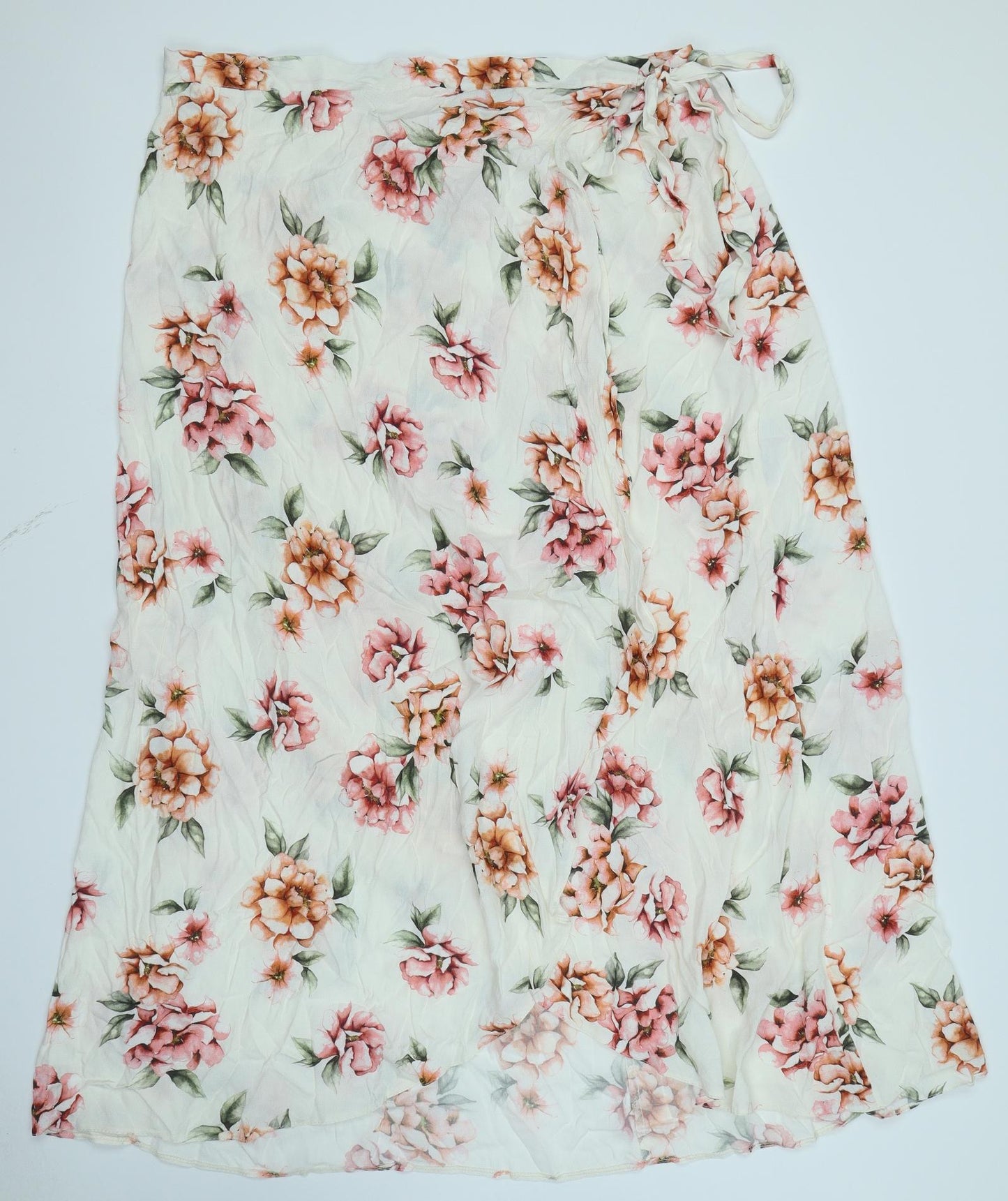 New Look Womens White Floral  Wrap Skirt Size 24