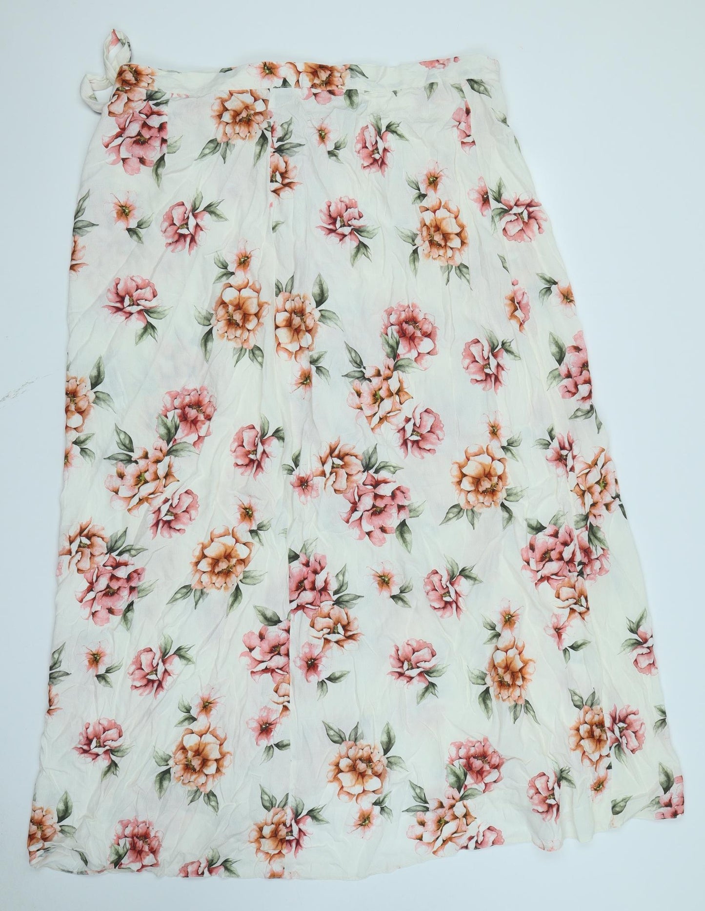 New Look Womens White Floral  Wrap Skirt Size 24