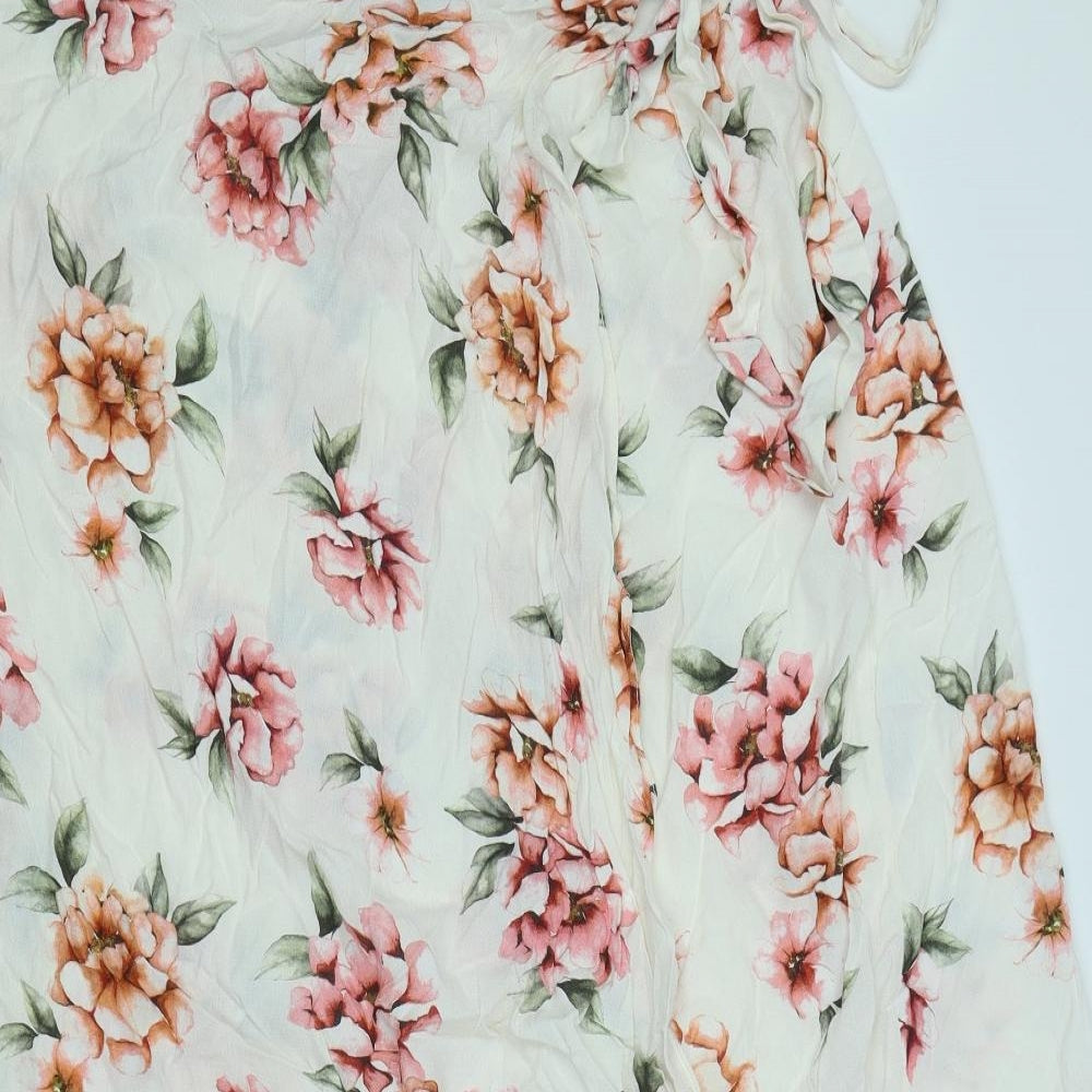 New Look Womens White Floral  Wrap Skirt Size 24