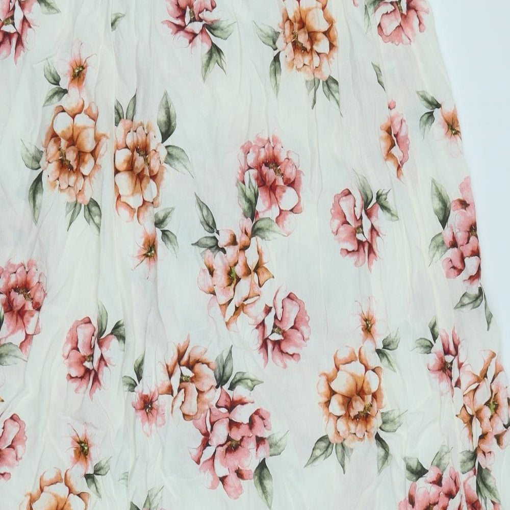 New Look Womens White Floral  Wrap Skirt Size 24